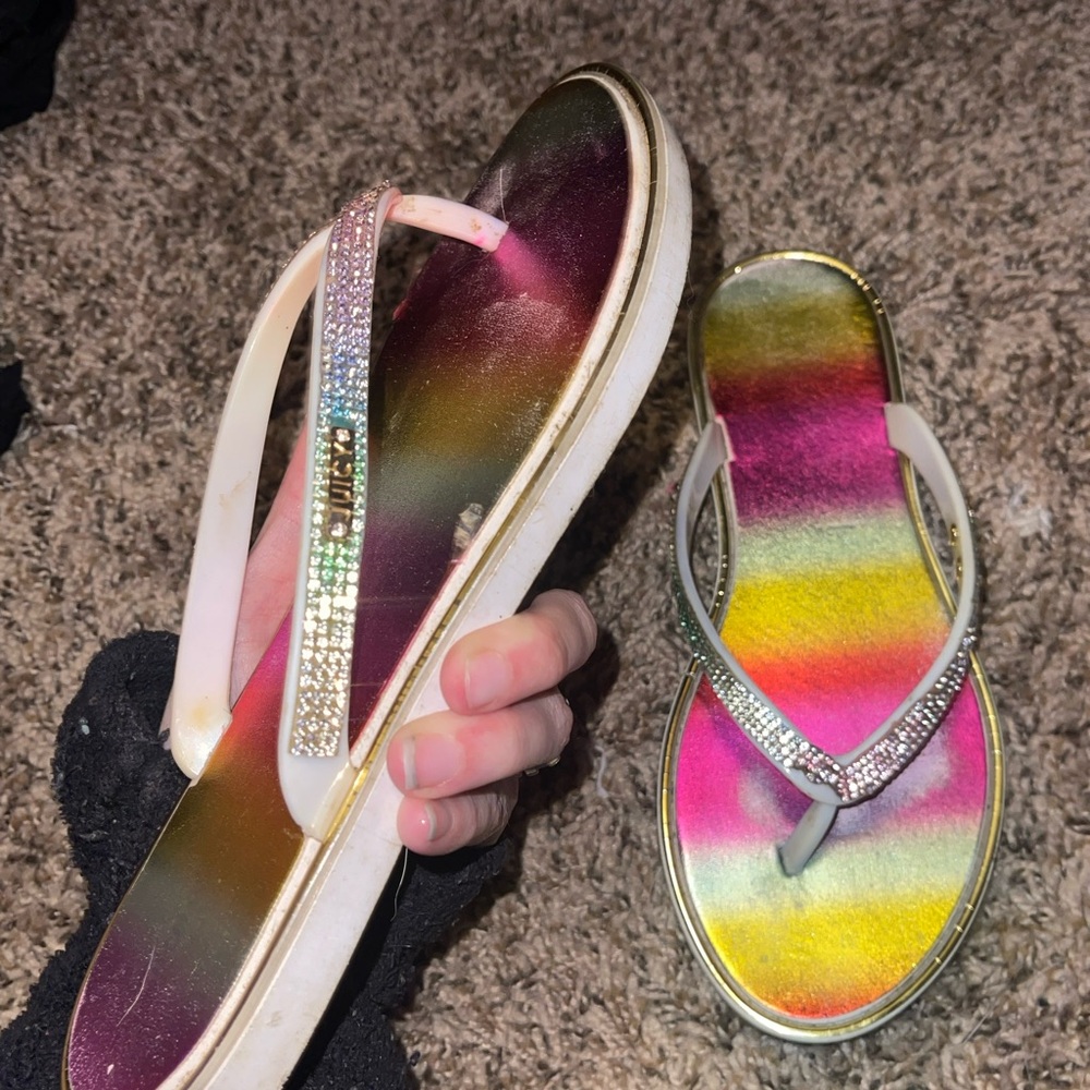 Juicy Couture Rainbow Rhinestone Women's Flip Flops